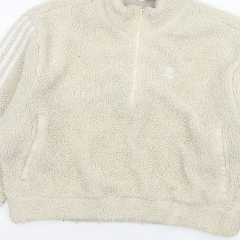adidas Women Ivory UK 8 Sherpa Fleece 1/4 Zip Sweatshirt