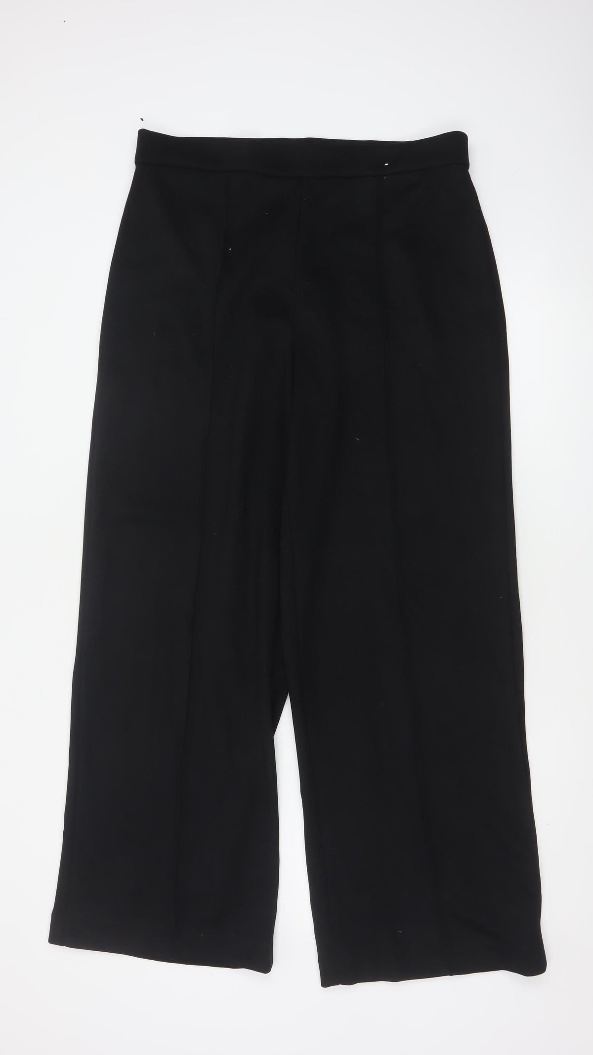 M&S Women’s Black Size 14 Regular Wide Leg Smart Trousers