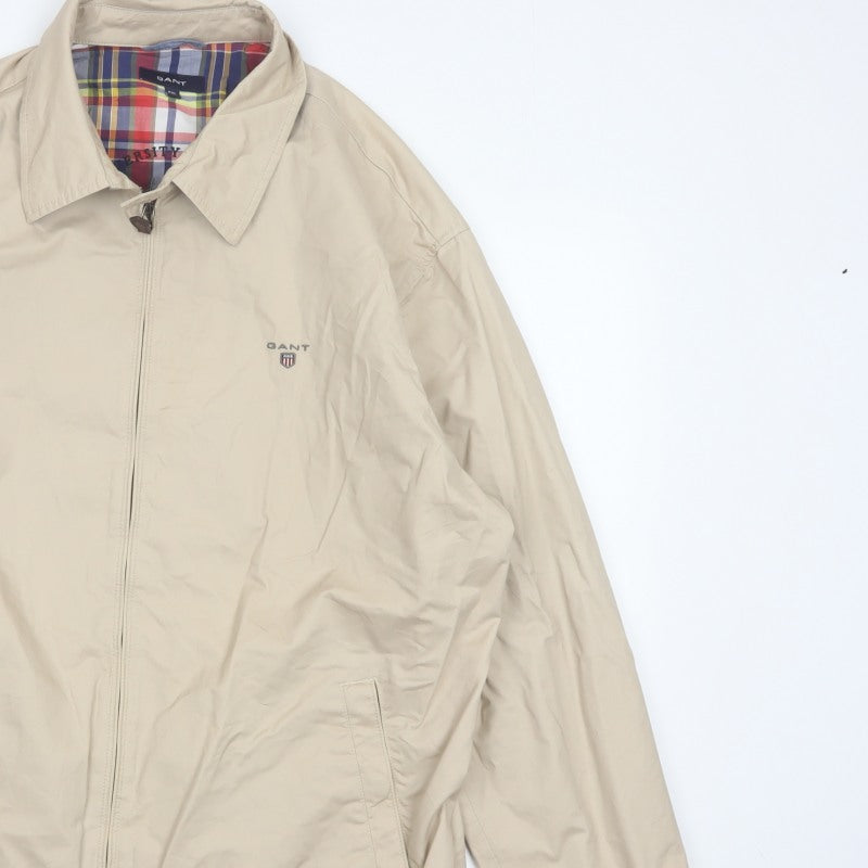 GANT Men’s Beige 2XL Cotton Full Zip Classic Jacket Logo Lined
