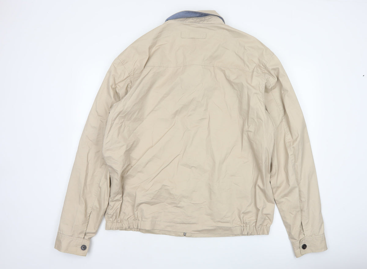 GANT Men’s Beige 2XL Cotton Full Zip Classic Jacket Logo Lined