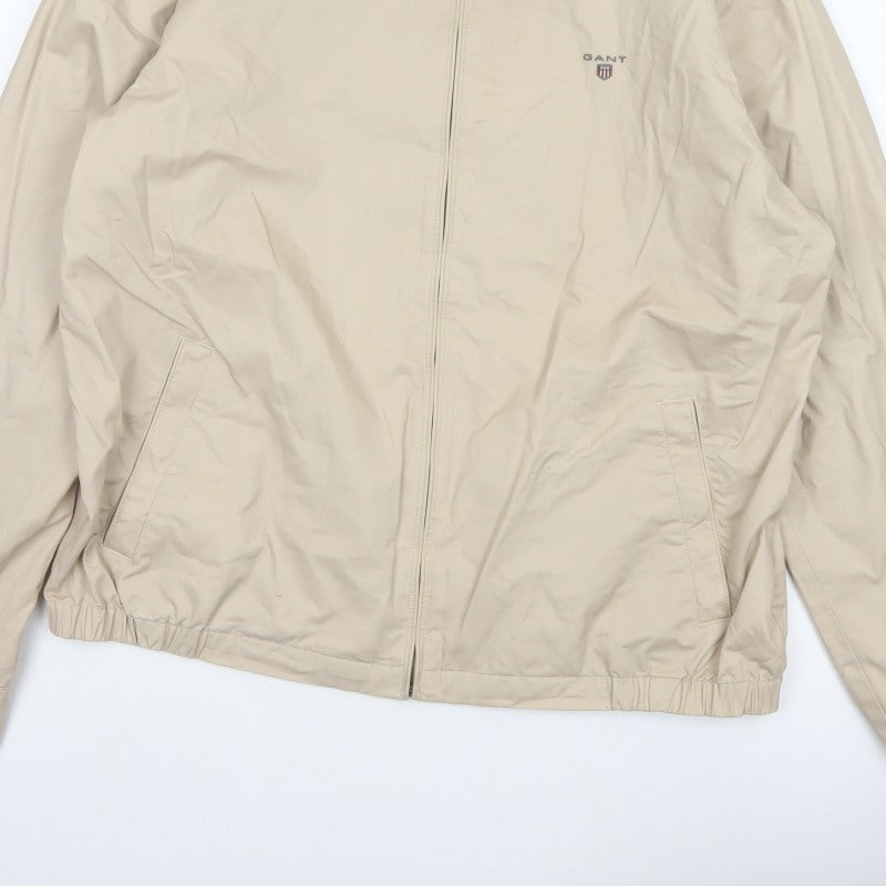 GANT Men’s Beige 2XL Cotton Full Zip Classic Jacket Logo Lined