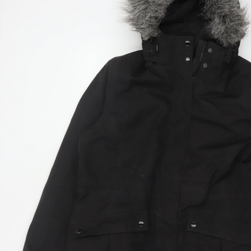 Regatta Women Black UK 16 Long Padded Fur Trim Parka Coat
