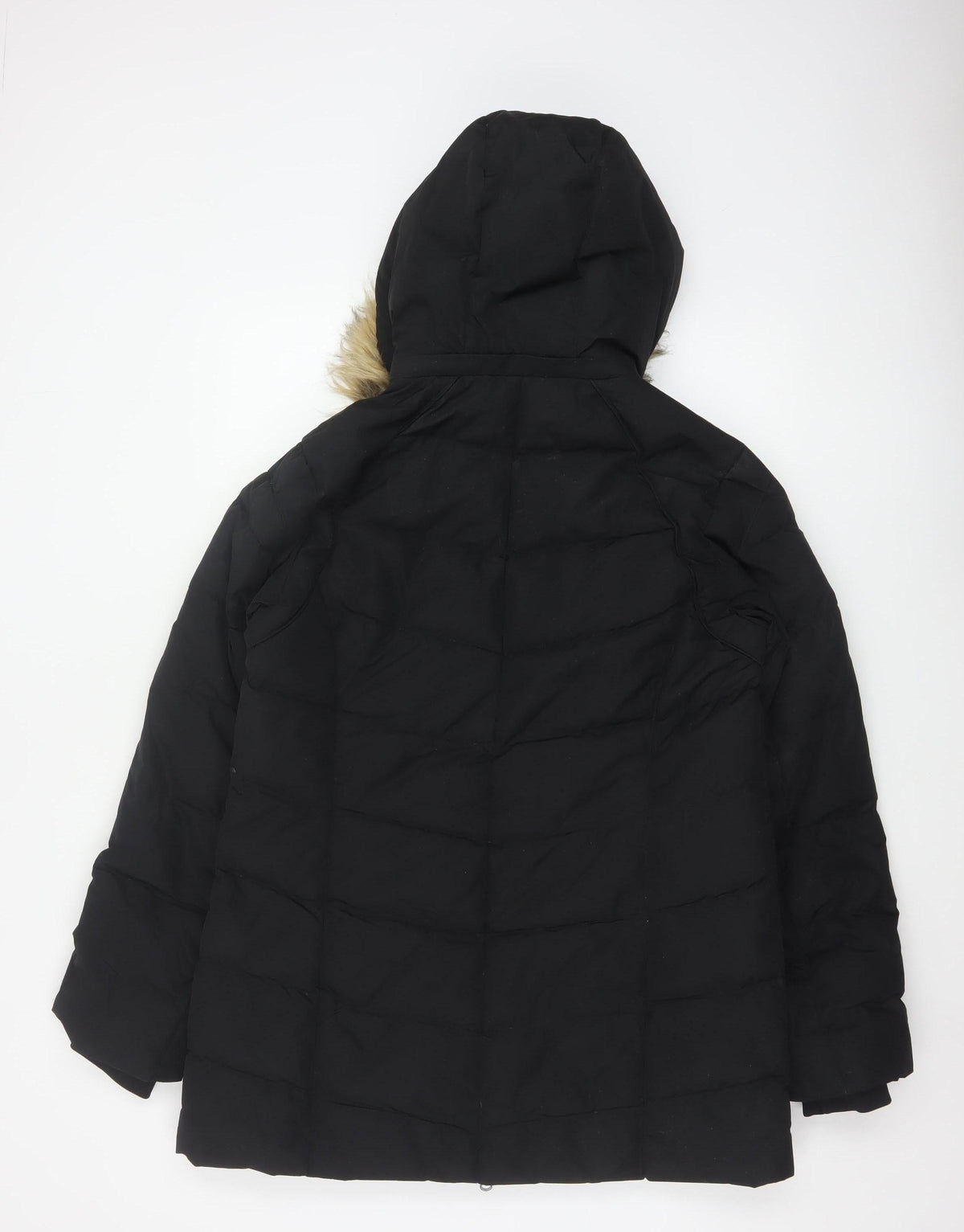 Mountain Warehouse Women Black UK 14 Down Filled Faux Fur Hood Parka Coat