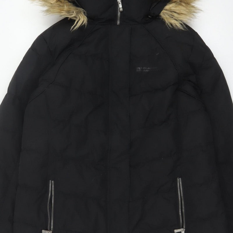 Mountain Warehouse Women Black UK 14 Down Filled Faux Fur Hood Parka Coat