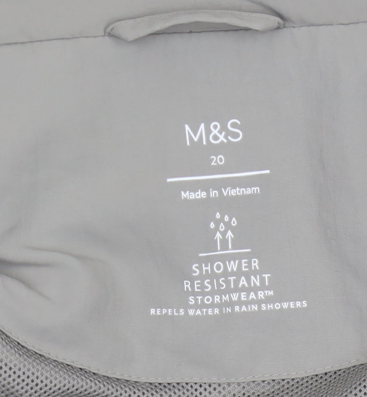 Marks and Spencer Women Grey Size 20 Long Hooded Shower Resistant Parka