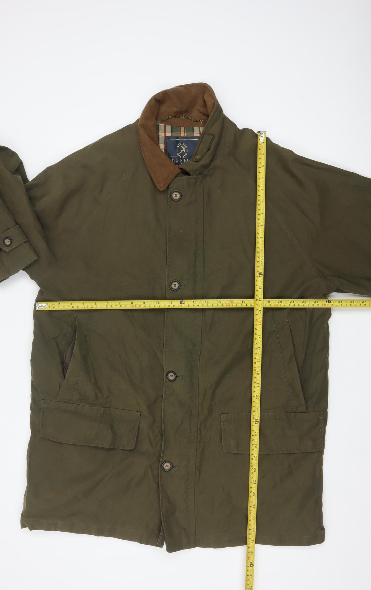 P.G. Field Men’s Green L Rain Coat Cotton Blend Outdoor Jacket