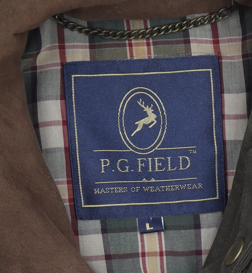 P.G. Field Men’s Green L Rain Coat Cotton Blend Outdoor Jacket