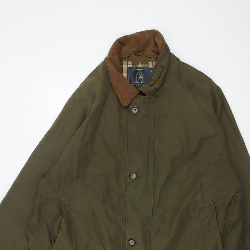 P.G. Field Men’s Green L Rain Coat Cotton Blend Outdoor Jacket