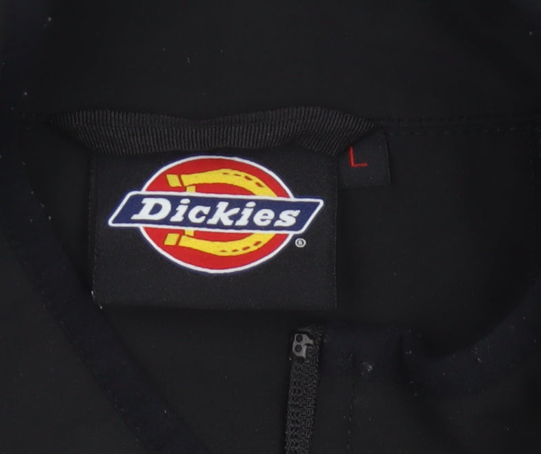 Dickies Men Black L Soft Shell Bodywarmer Workwear Zip Waistcoat