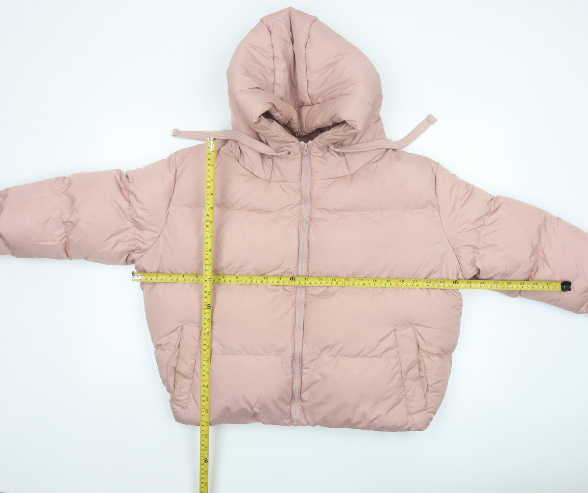 Threadbare Women Pink UK 12 Petite Hooded Puffer Jacket Quilted