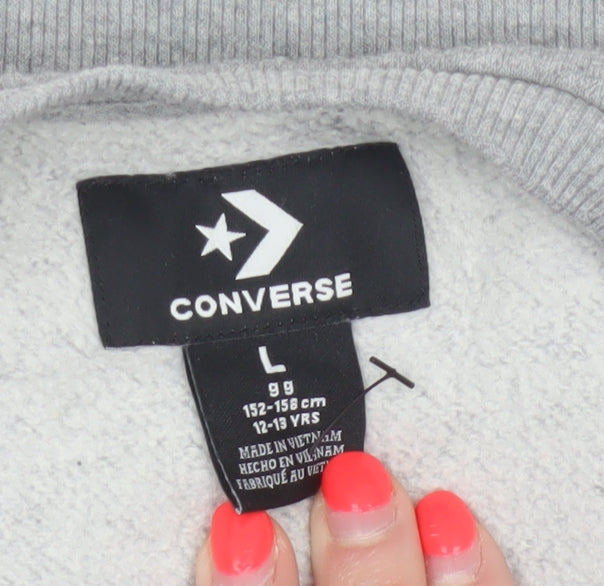 Converse Boys Grey 12-13 Years Logo Graphic Fleece Pullover Sweatshirt