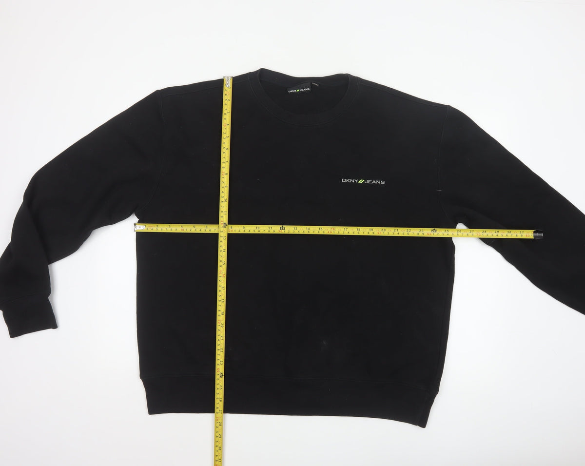 DKNY Jeans Men’s Black XL Crew Neck Logo Pullover Sweatshirt