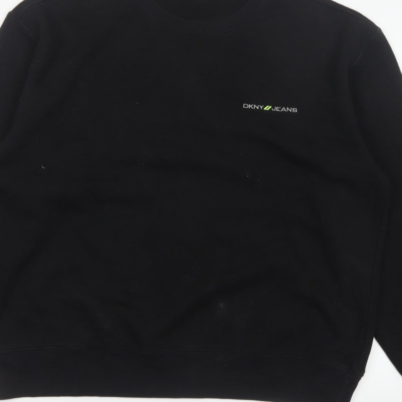 DKNY Jeans Men’s Black XL Crew Neck Logo Pullover Sweatshirt