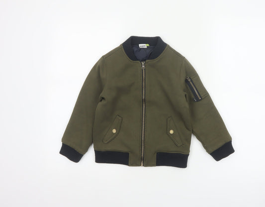 Fearne Boys Green Bomber Jacket 4-5 Years Lined Full Zip