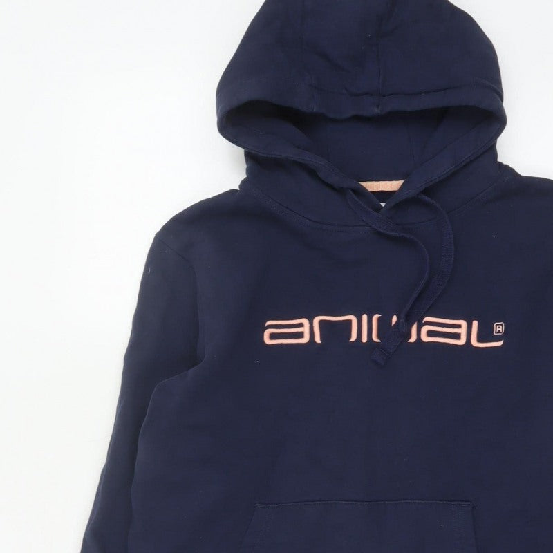 Animal Women’s Navy Blue UK 10 Logo Pullover Hoodie Kangaroo Pocket