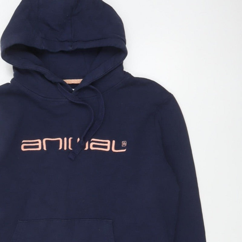 Animal Women’s Navy Blue UK 10 Logo Pullover Hoodie Kangaroo Pocket