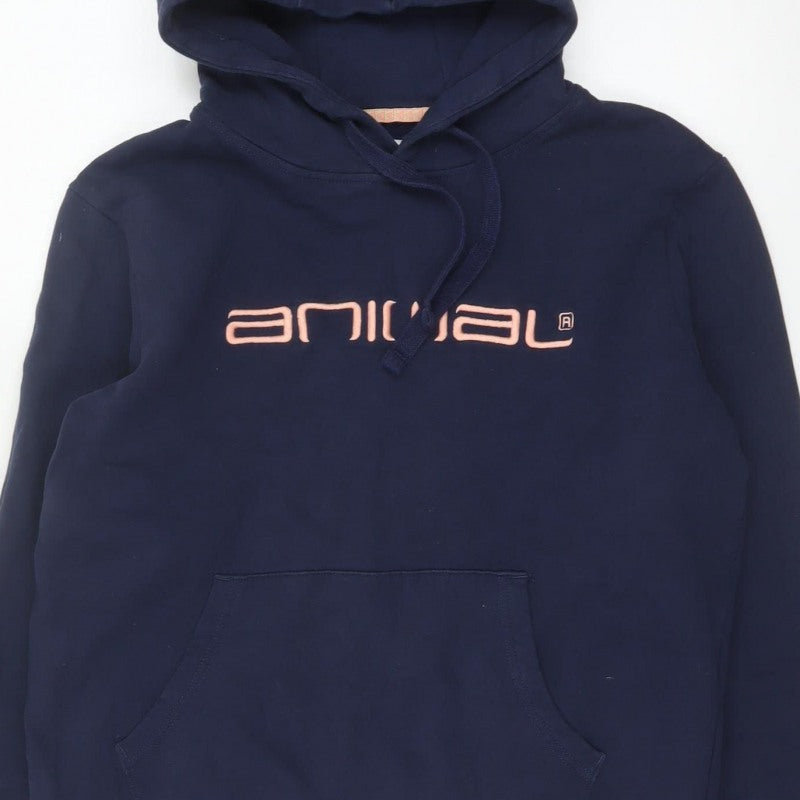 Animal Women’s Navy Blue UK 10 Logo Pullover Hoodie Kangaroo Pocket