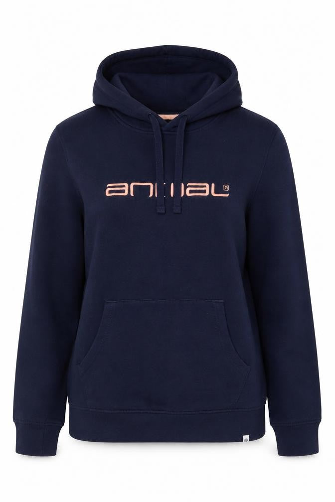 Animal Women’s Navy Blue UK 10 Logo Pullover Hoodie Kangaroo Pocket