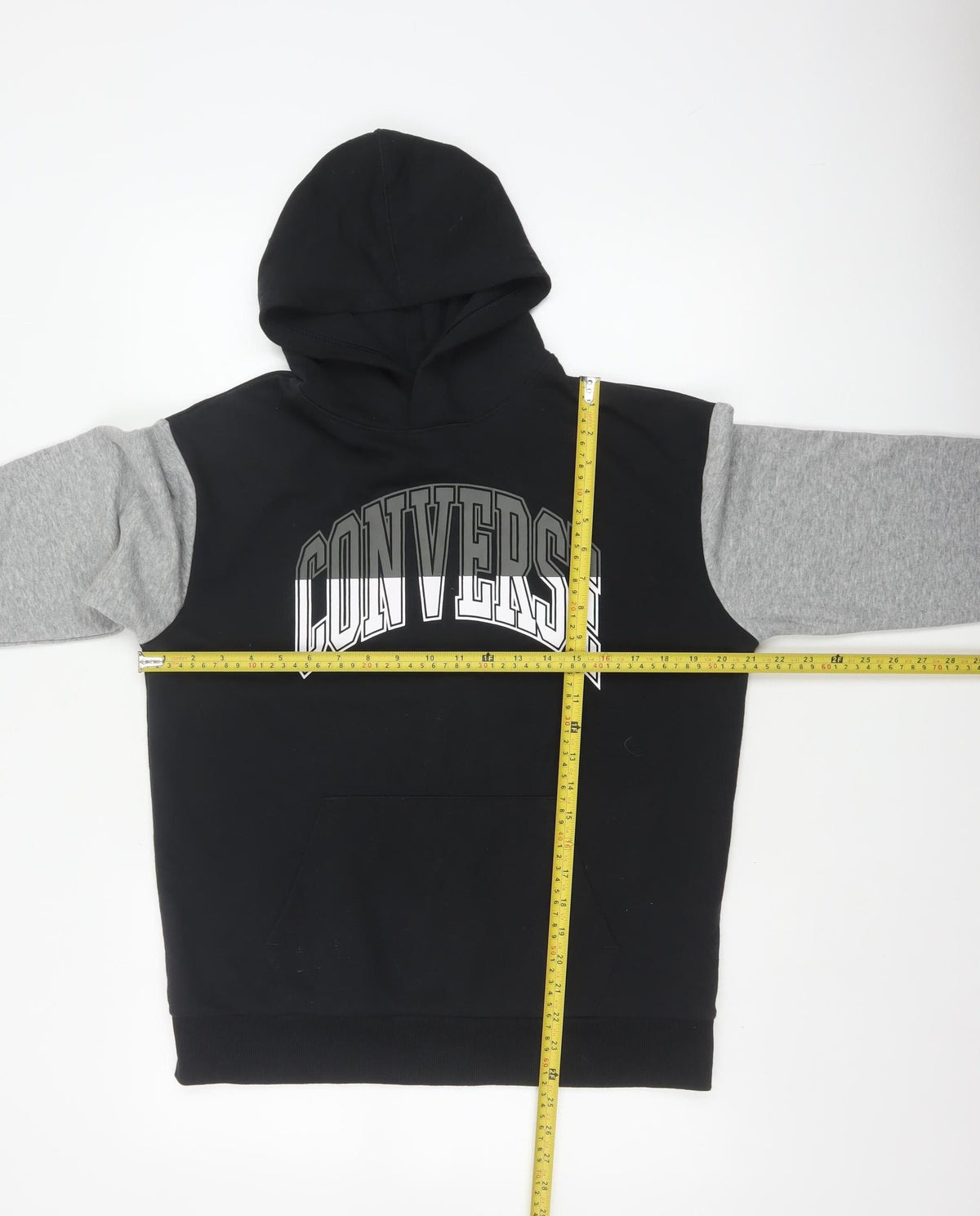 Converse Boys Black Grey XL 13-15 Years Pullover Logo Hoodie