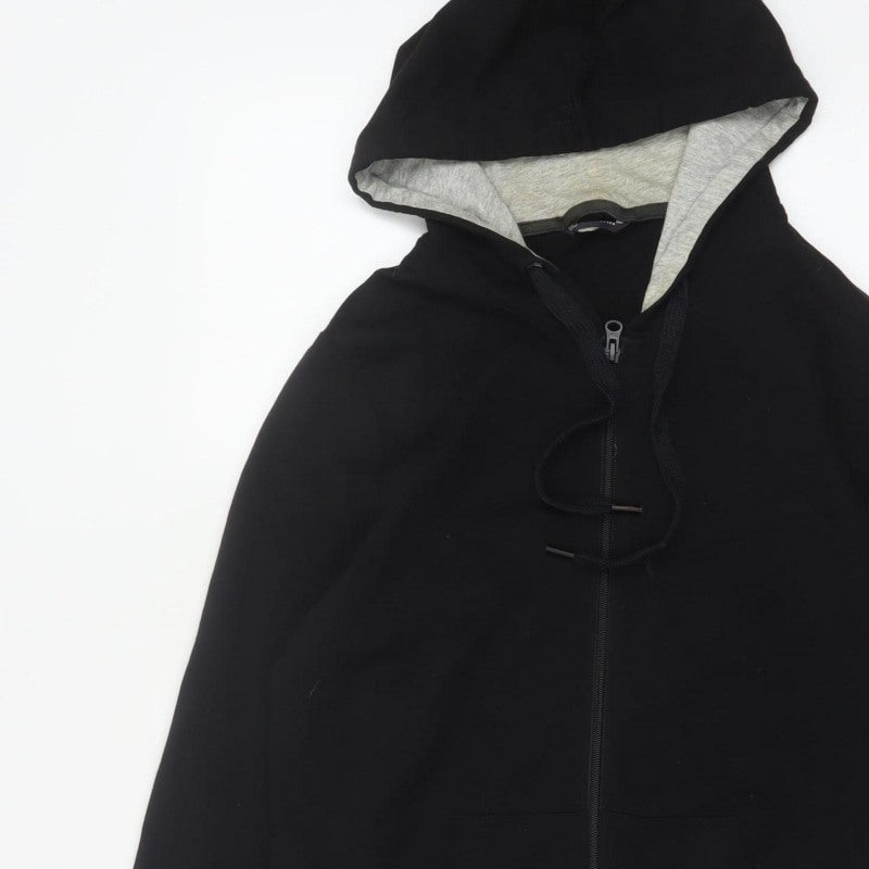 Marks and Spencer Women Black UK 14 Full Zip Hooded Hoodie Pockets