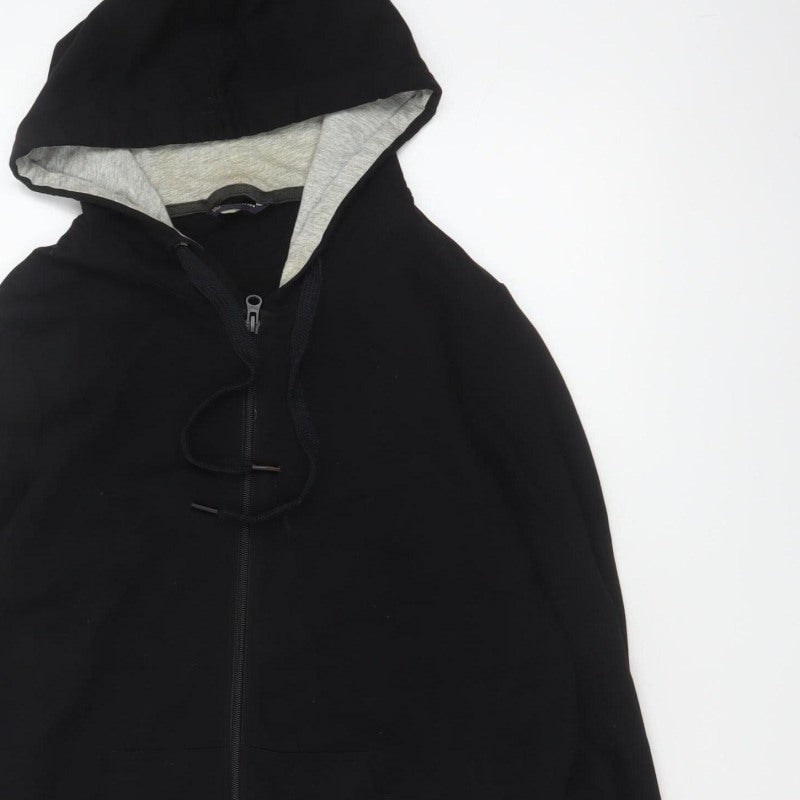Marks and Spencer Women Black UK 14 Full Zip Hooded Hoodie Pockets