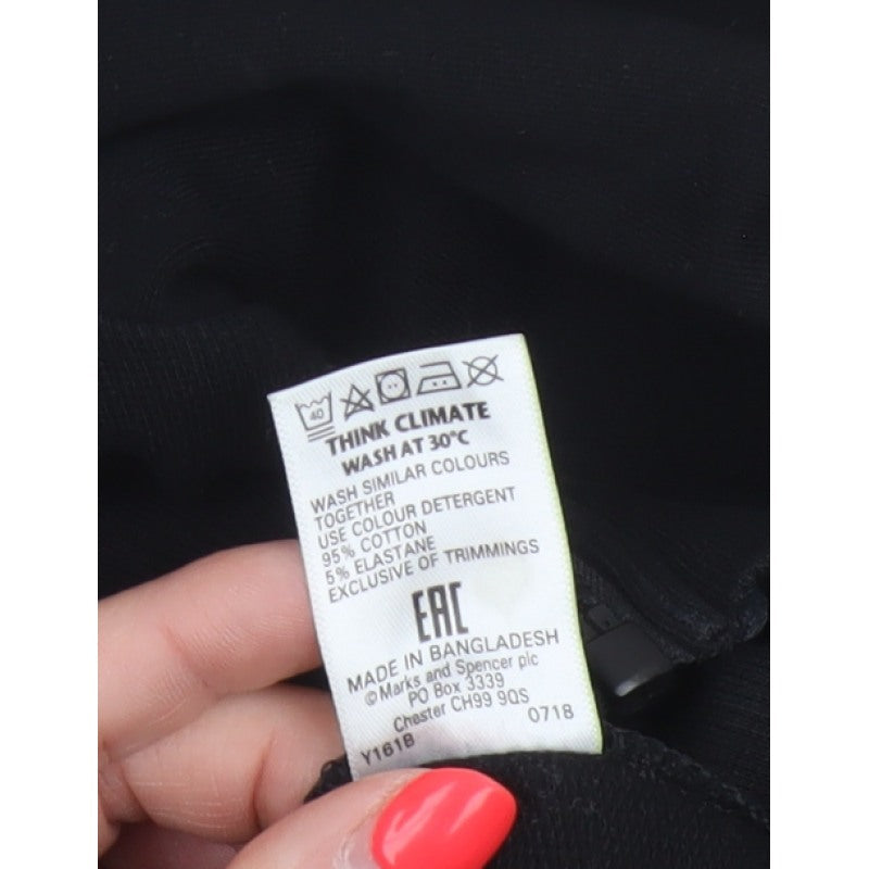 Marks and Spencer Women Black UK 14 Full Zip Hooded Hoodie Pockets