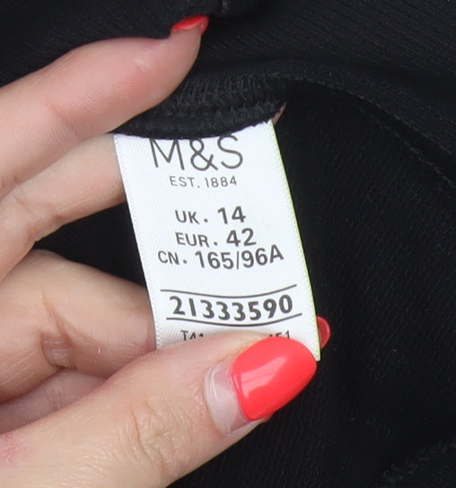 Marks and Spencer Women Black UK 14 Full Zip Hooded Hoodie Pockets