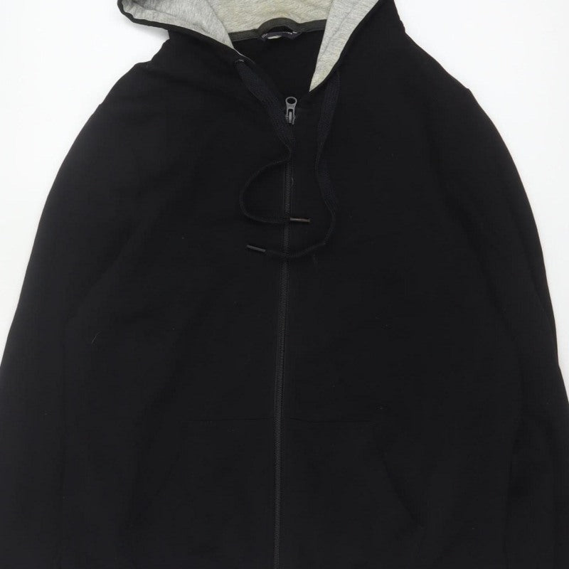 Marks and Spencer Women Black UK 14 Full Zip Hooded Hoodie Pockets