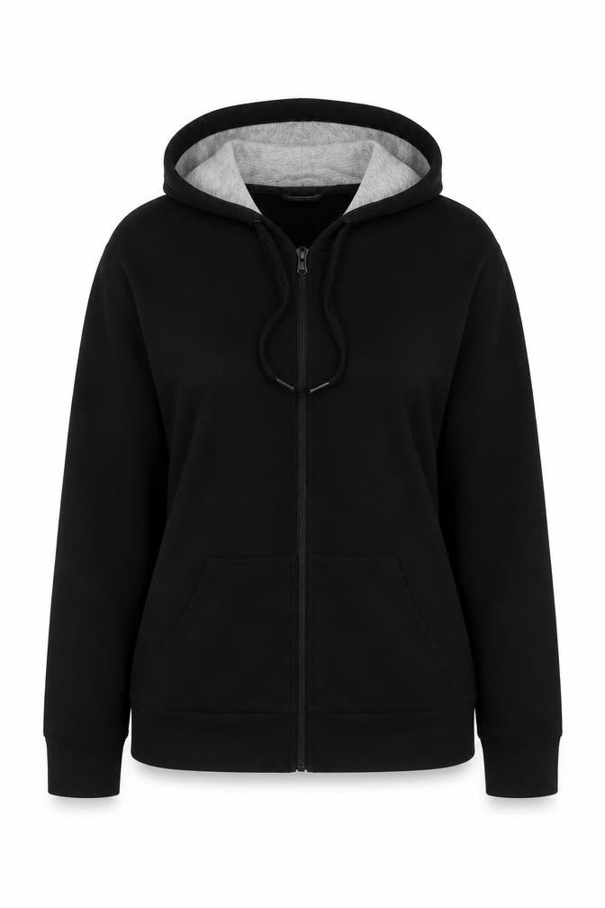 Marks and Spencer Women Black UK 14 Full Zip Hooded Hoodie Pockets