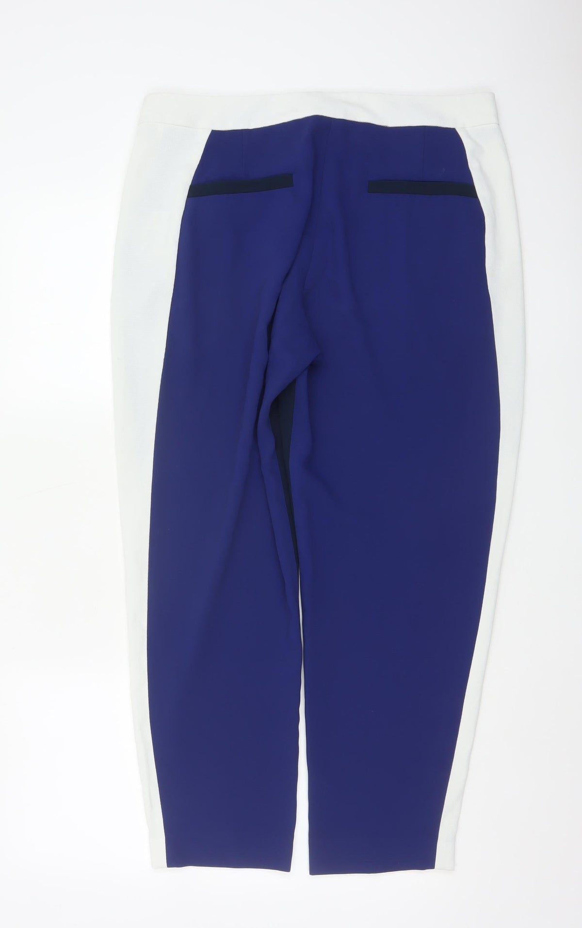 French Connection Women Blue White Tapered Dress Trousers UK 14