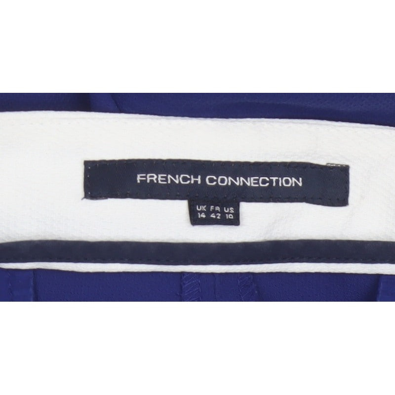 French Connection Women Blue White Tapered Dress Trousers UK 14
