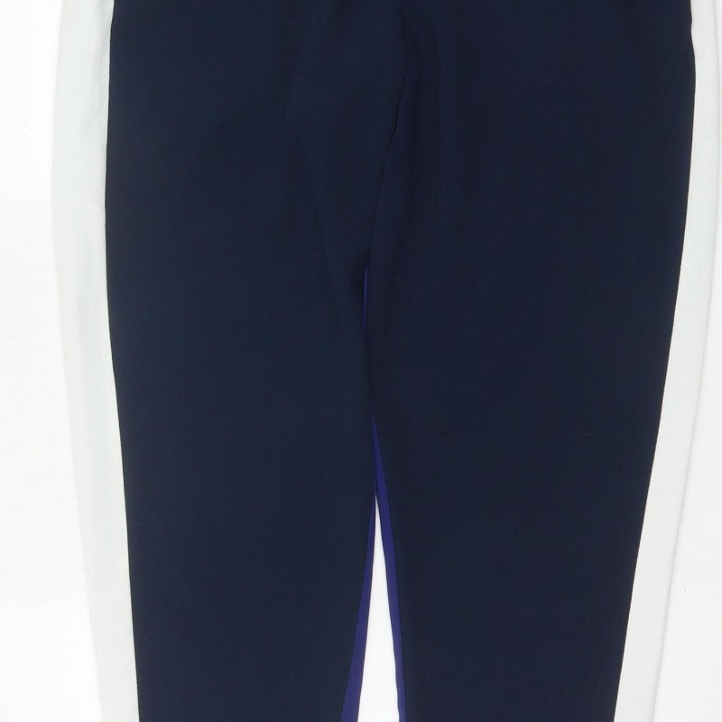 French Connection Women Blue White Tapered Dress Trousers UK 14