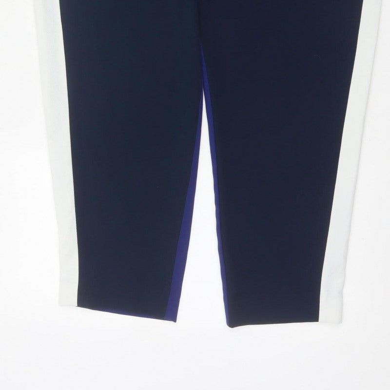 French Connection Women Blue White Tapered Dress Trousers UK 14
