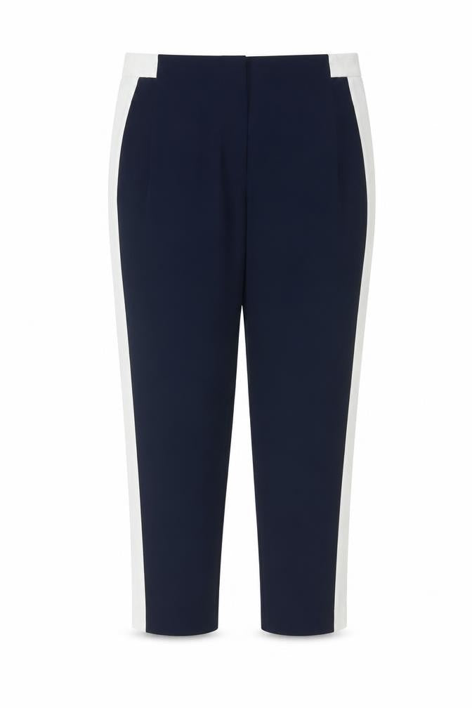 French Connection Women Blue White Tapered Dress Trousers UK 14