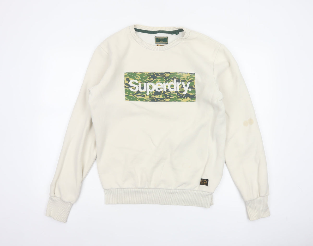 Superdry Men Ivory M Camo Logo Crew Neck Pullover Sweatshirt