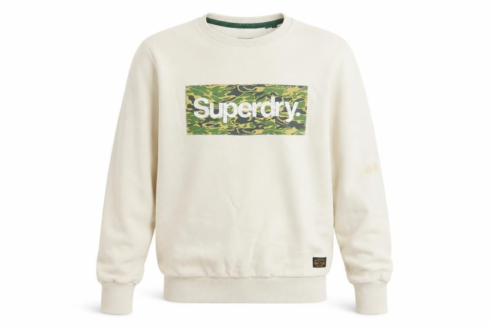 Superdry Men Ivory M Camo Logo Crew Neck Pullover Sweatshirt
