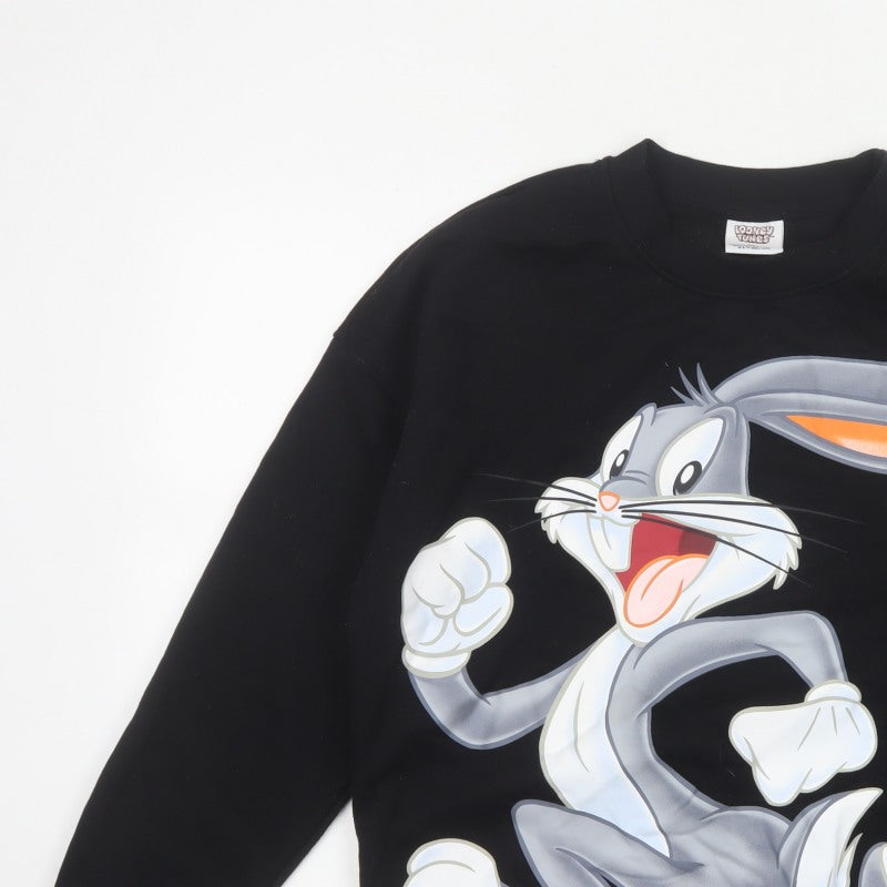 Looney Tunes Women’s Black L 14/16 Bugs Bunny Graphic Pullover Sweatshirt