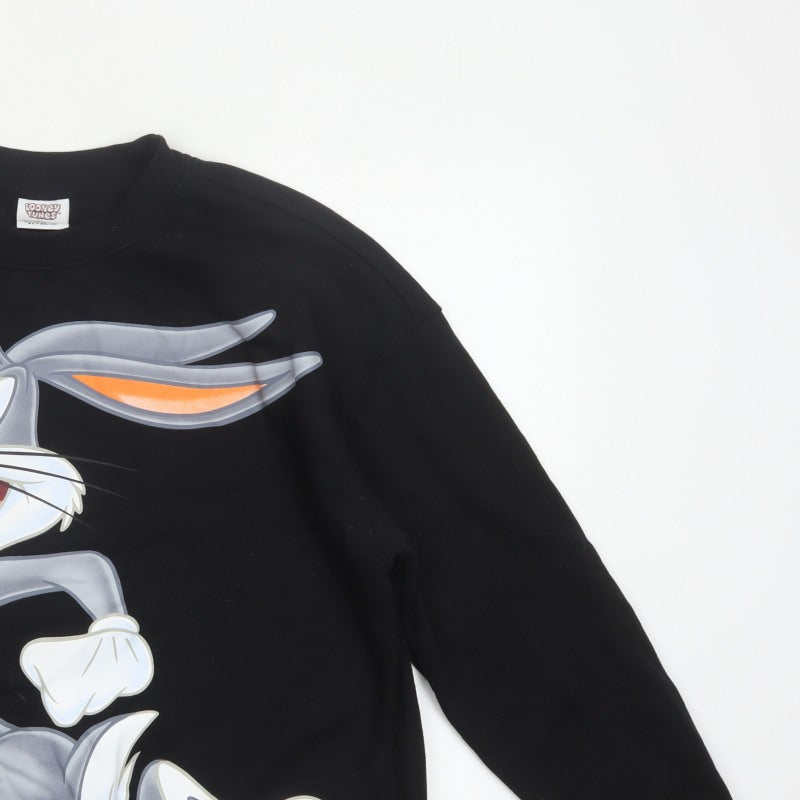 Looney Tunes Women’s Black L 14/16 Bugs Bunny Graphic Pullover Sweatshirt