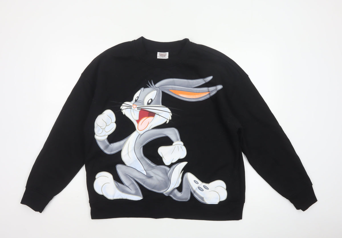 Looney Tunes Women’s Black L 14/16 Bugs Bunny Graphic Pullover Sweatshirt