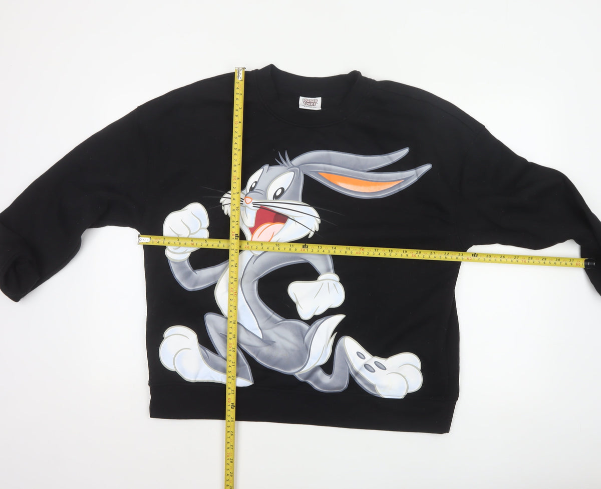 Looney Tunes Women’s Black L 14/16 Bugs Bunny Graphic Pullover Sweatshirt