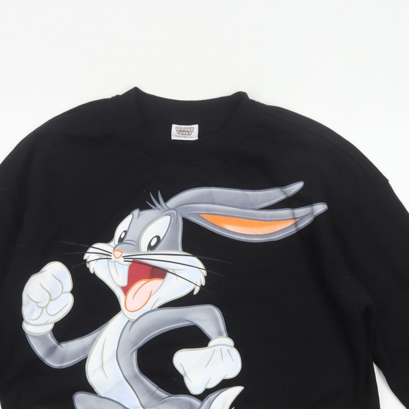 Looney Tunes Women’s Black L 14/16 Bugs Bunny Graphic Pullover Sweatshirt