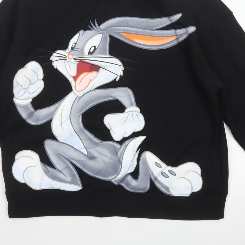 Looney Tunes Women’s Black L 14/16 Bugs Bunny Graphic Pullover Sweatshirt