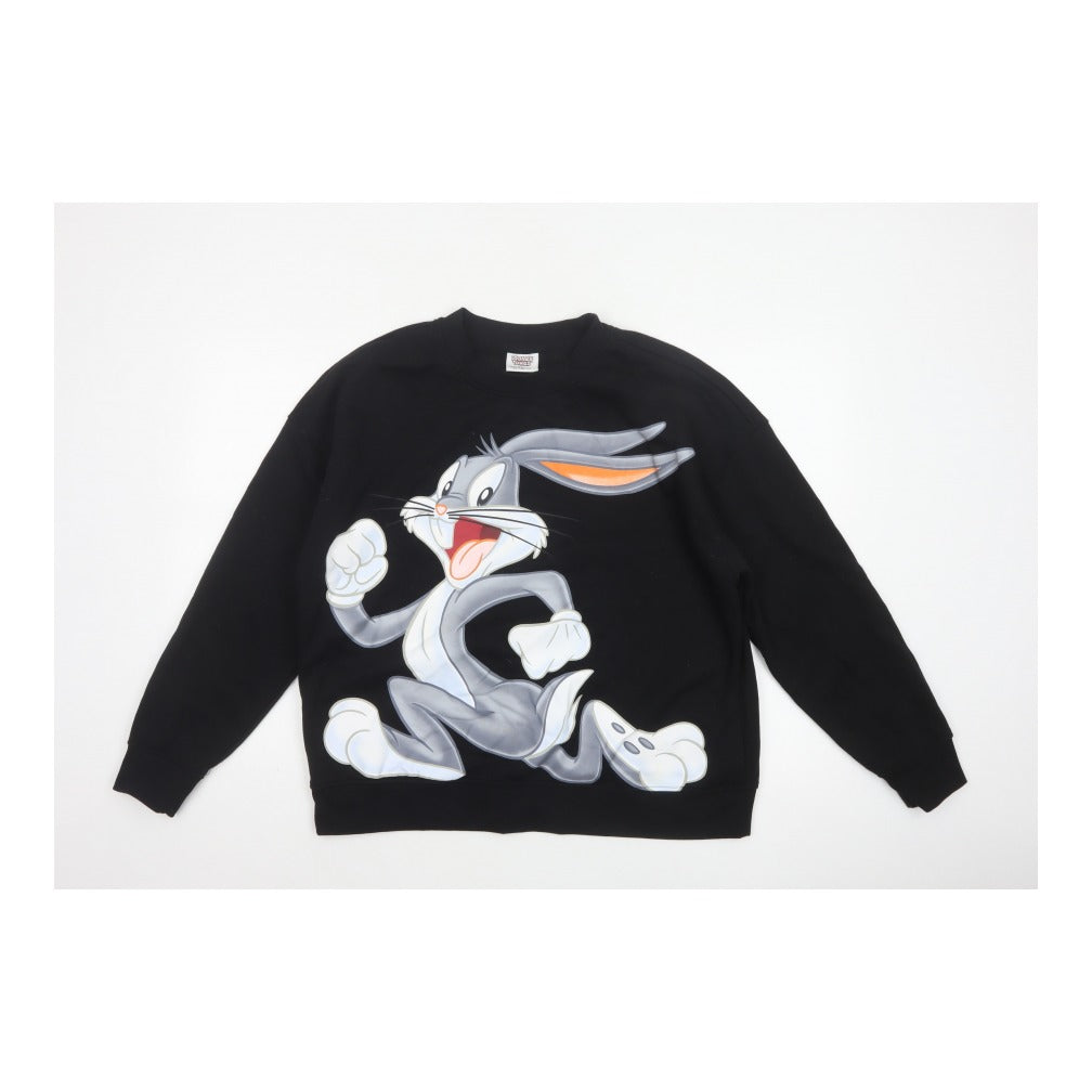 Looney Tunes Women’s Black L 14/16 Bugs Bunny Graphic Pullover Sweatshirt