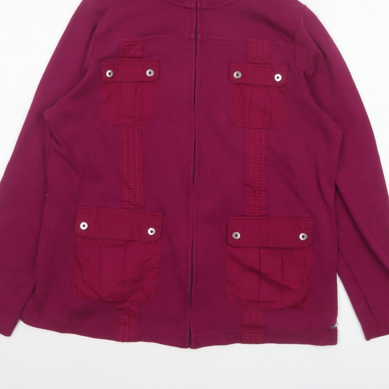 Cecil Women’s Purple UK 18 Cotton Blend Zip Military Jacket