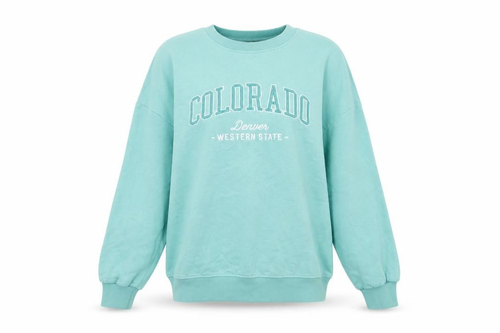 F&F Active Women’s Blue Colorado Graphic Crew Neck Sweatshirt Size S