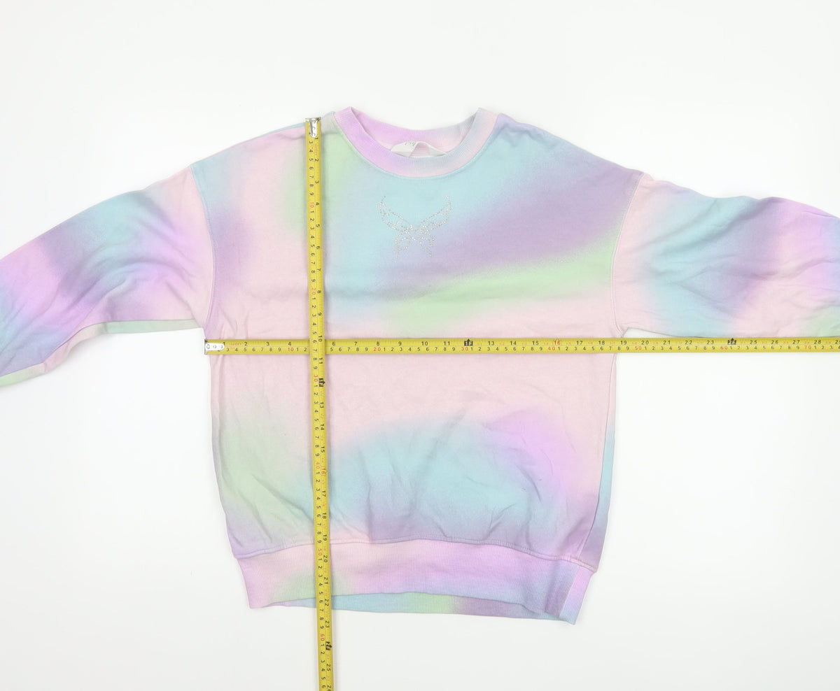 H&M Girls Multicoloured 9-10 Years Butterfly Rhinestone Sweatshirt