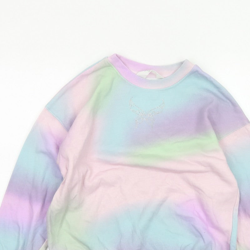 H&M Girls Multicoloured 9-10 Years Butterfly Rhinestone Sweatshirt