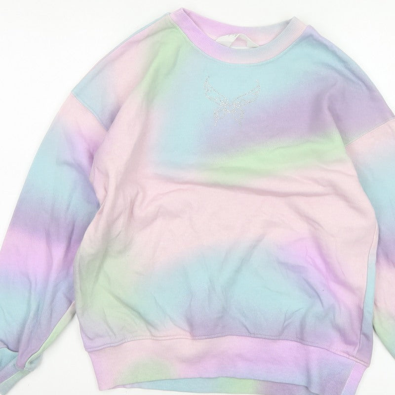 H&M Girls Multicoloured 9-10 Years Butterfly Rhinestone Sweatshirt
