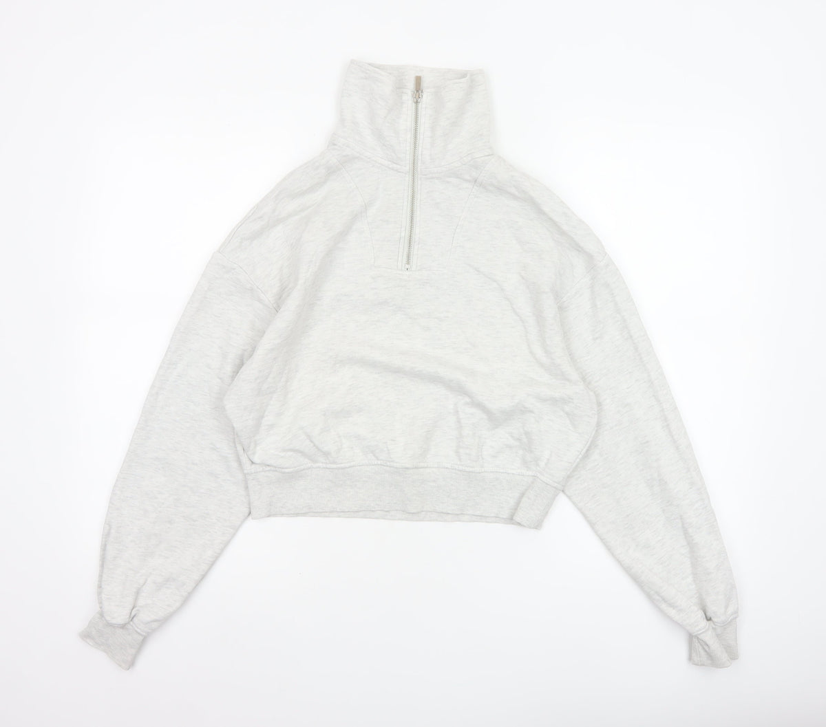 H&M Women’s Grey S 1/4 Zip High Neck Fleece Sweatshirt