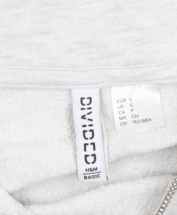 H&M Women’s Grey S 1/4 Zip High Neck Fleece Sweatshirt